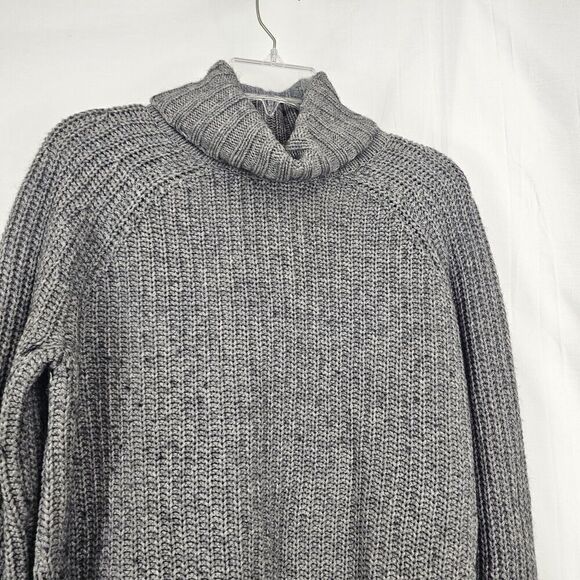 Ugg Ceanne Sweater Size S Gray Wool Blend Turtleneck Oversized Knit Side Tie - Picture 4 of 6